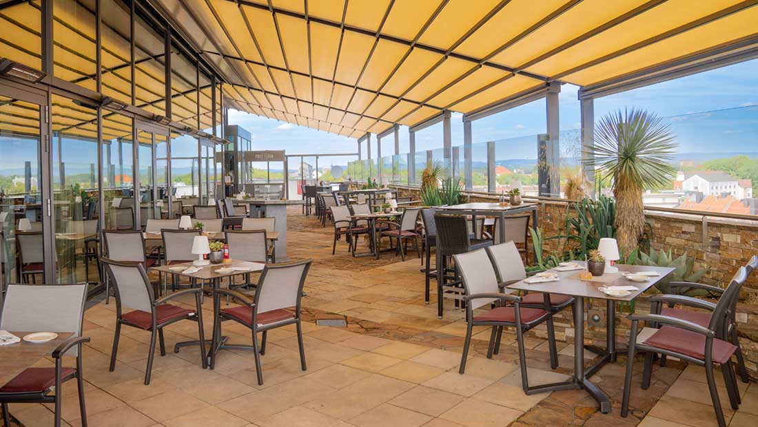 covered sun terrace of the restaurant